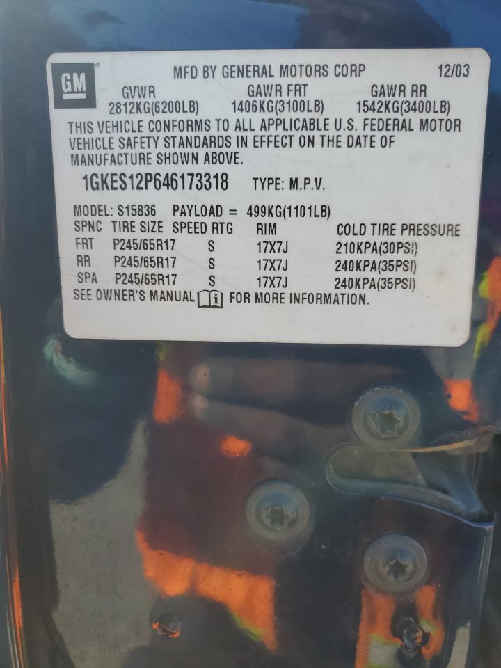 2004 GMC Envoy Xuv VIN: 1GKES12P646173318 Lot: 87405115