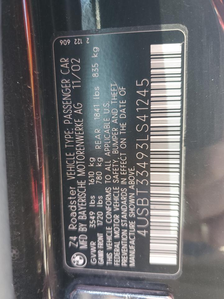 2003 BMW Z4 2.5 VIN: 4USBT33493LS41245 Lot: 85943195