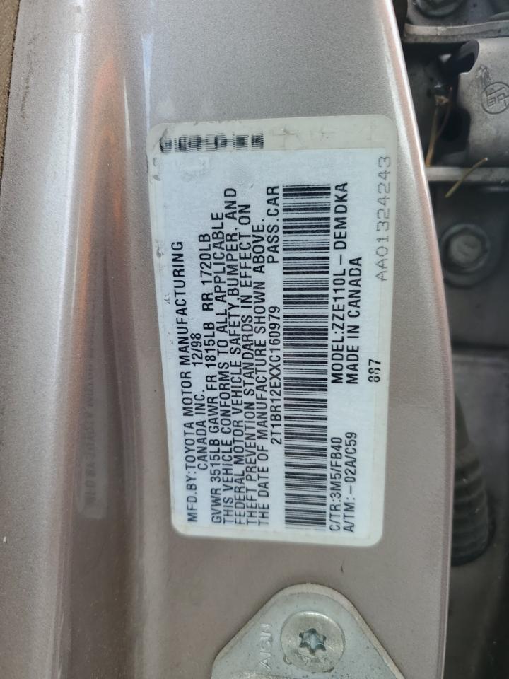 1999 Toyota Corolla Ve VIN: 2T1BR12EXXC160979 Lot: 86462705