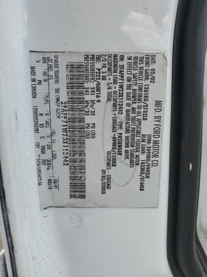 2003 Ford Crown Victoria Police Interceptor VIN: 2FAFP71W23X112442 Lot: 84794855