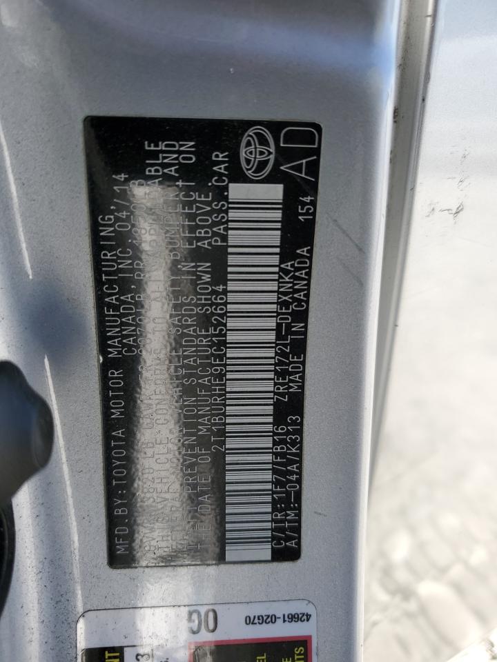 2014 Toyota Corolla L VIN: 2T1BURHE9EC152664 Lot: 85122575