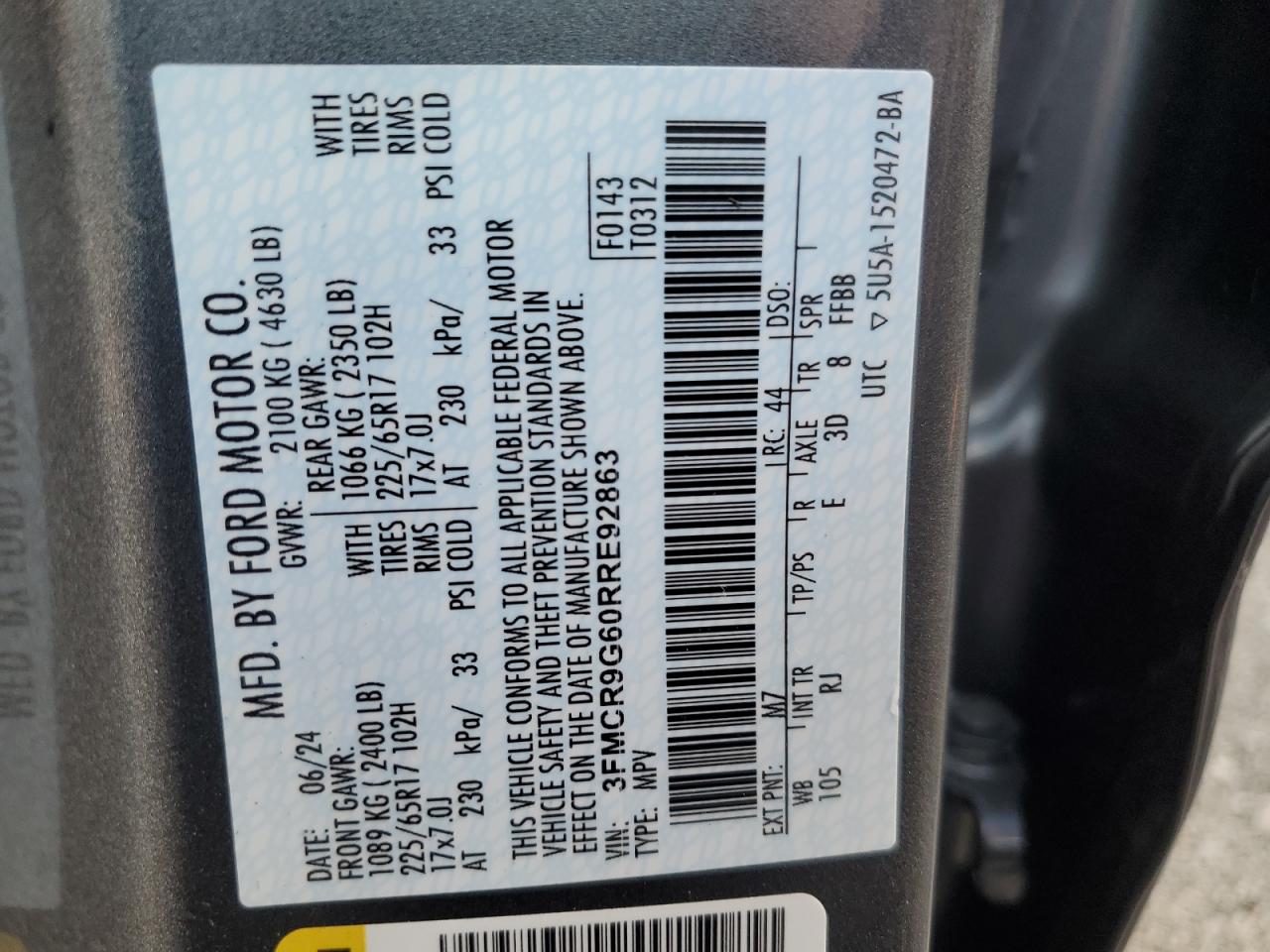 2024 Ford Bronco Sport Heritage VIN: 3FMCR9G60RRE92863 Lot: 89815295