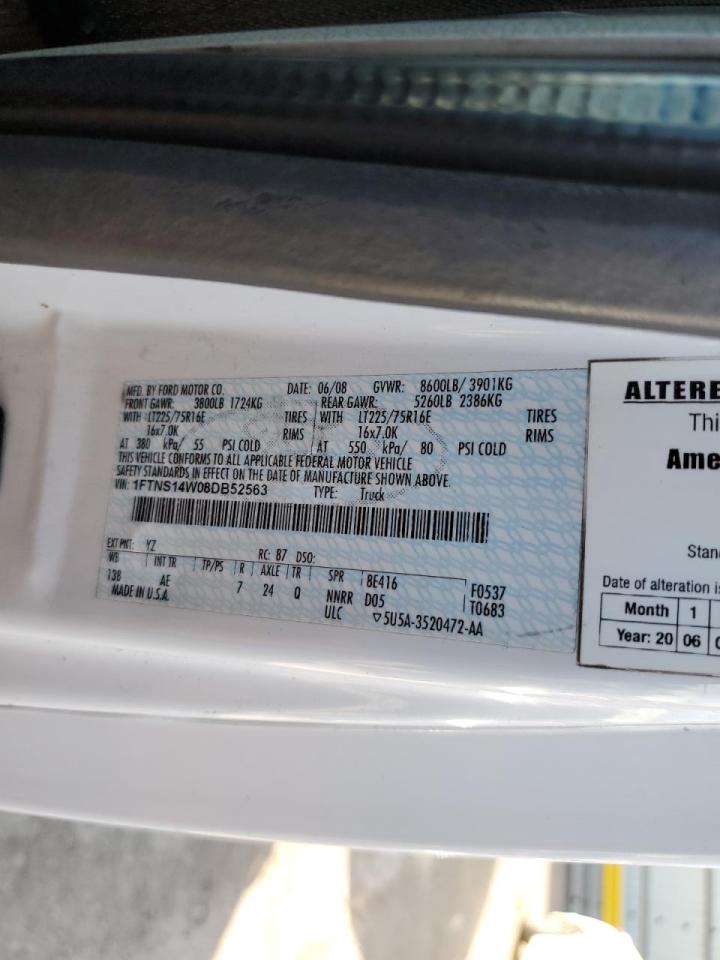 2008 Ford E150 Delivery Van VIN: 1FTNS14W08DB52563 Lot: 89559075