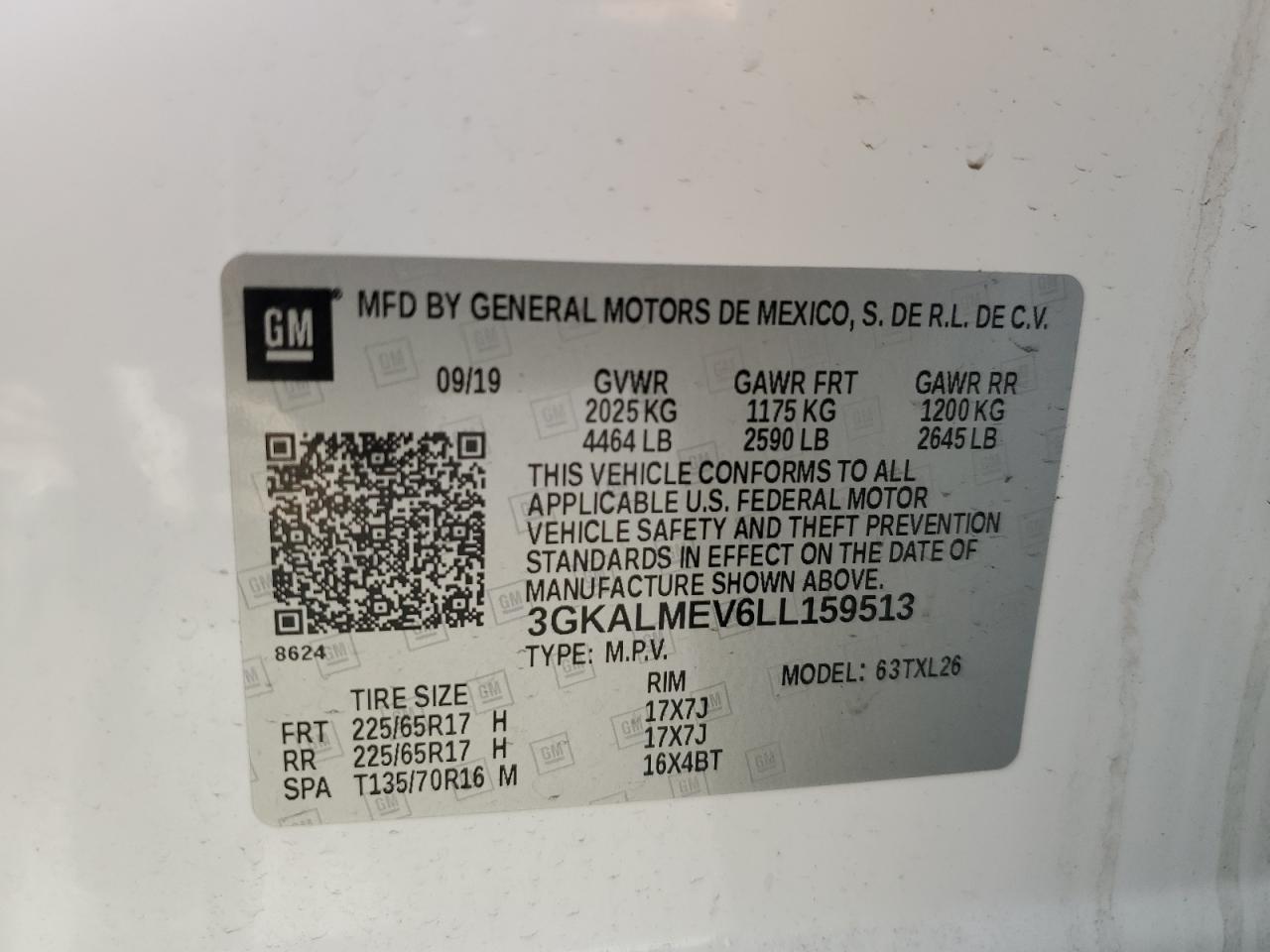2020 GMC Terrain Sle VIN: 3GKALMEV6LL159513 Lot: 85135865