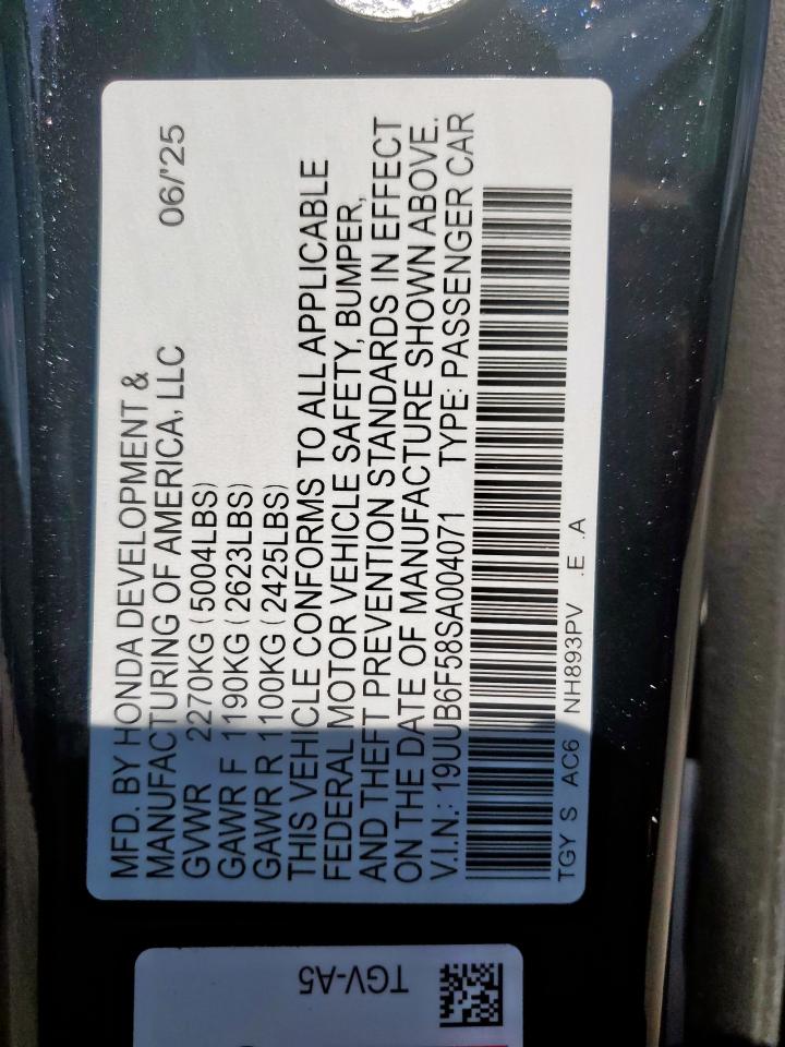2025 Acura Tlx A-Spec VIN: 19UUB6F58SA004071 Lot: 84901895