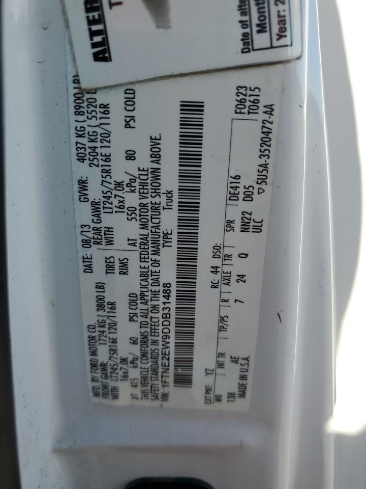 2013 Ford E250 Delivery Van VIN: 1FTNE2EW9DDB31488 Lot: 89652335