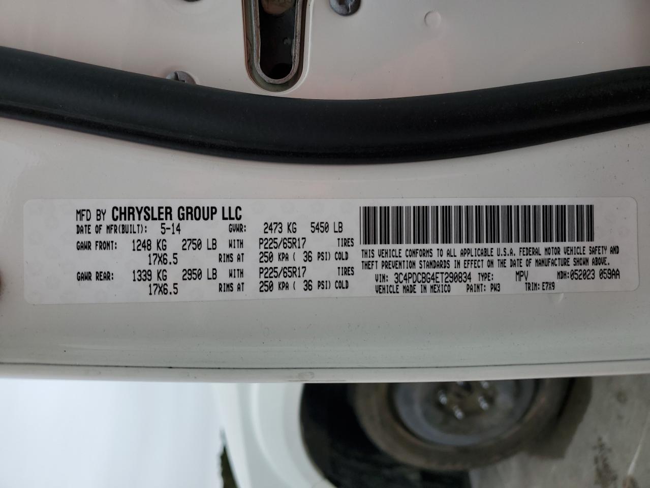 2014 Dodge Journey Sxt VIN: 3C4PDCBG4ET290834 Lot: 90092325