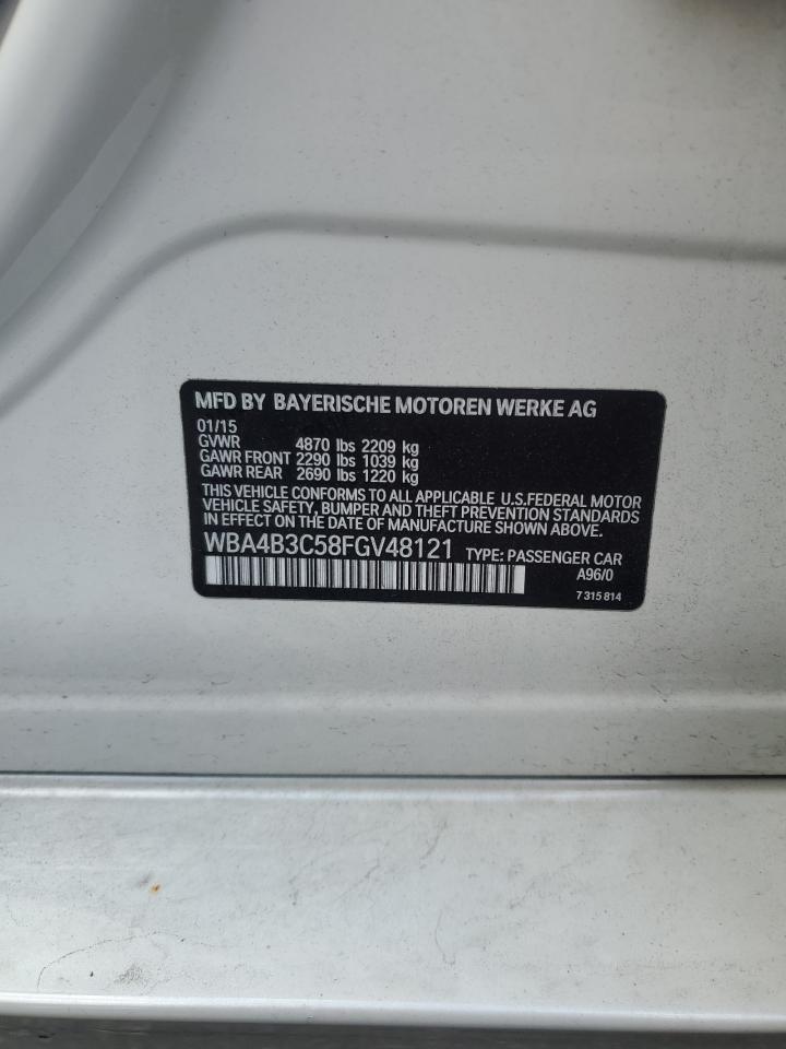 2015 BMW 435 Xi Gran Coupe VIN: WBA4B3C58FGV48121 Lot: 85146585