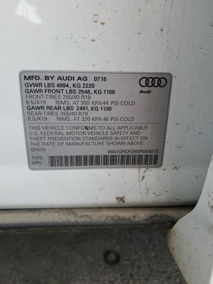2016 Audi Q3 Prestige VIN: WA1GFCFSXGR004015 Lot: 84073425