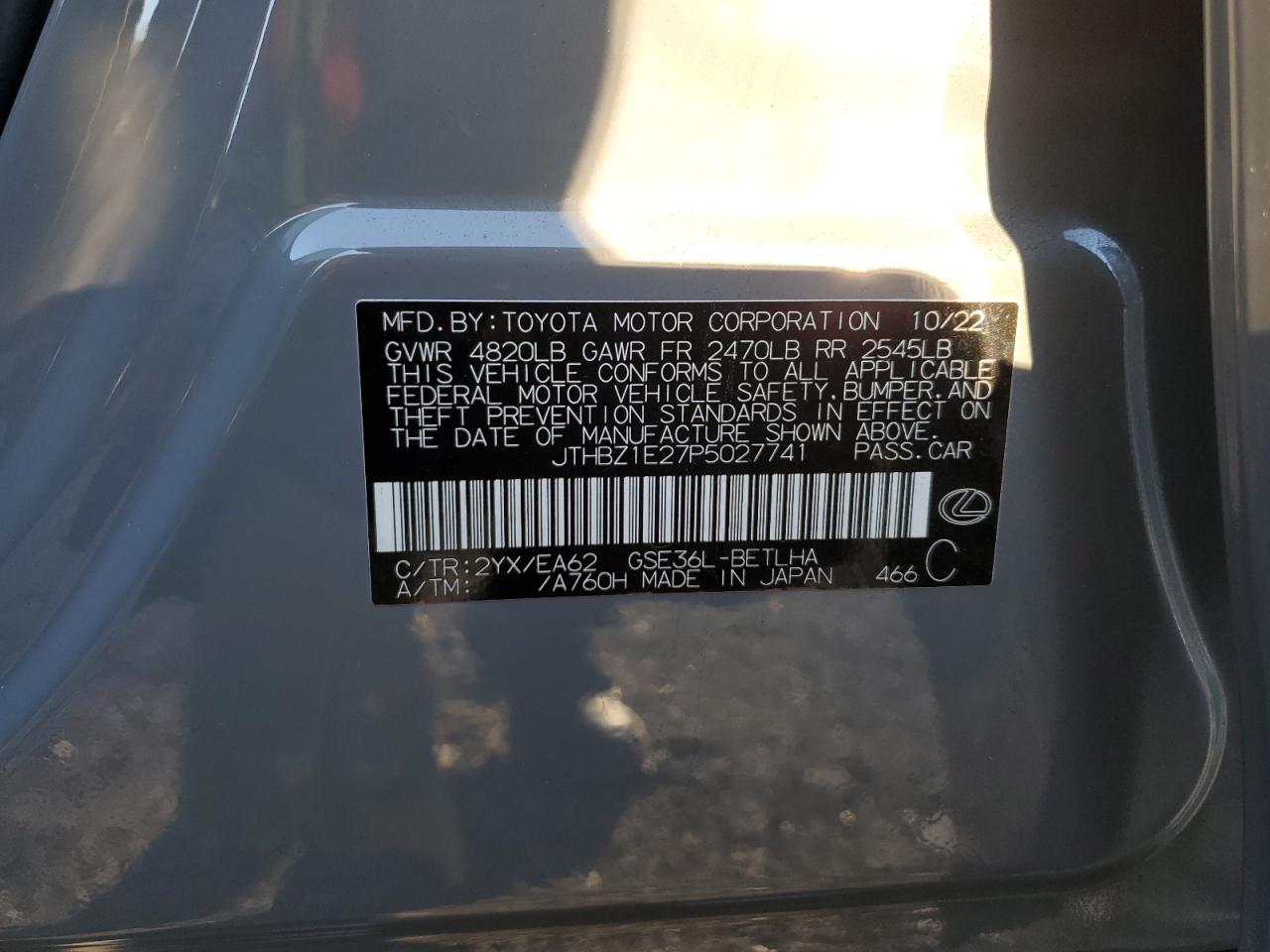 2023 Lexus Is 350 F Sport Design VIN: JTHBZ1E27P5027741 Lot: 86794445