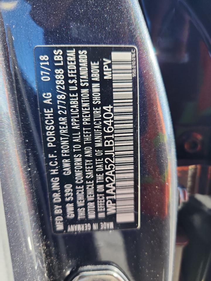 2018 Porsche Macan VIN: WP1AA2A52JLB16404 Lot: 89521415