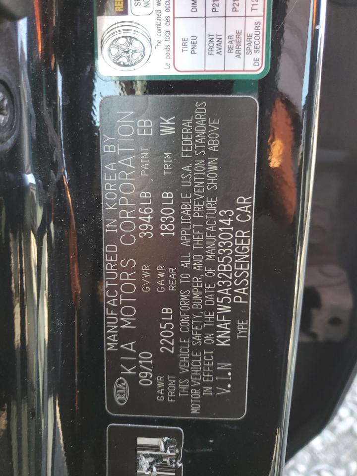 2011 Kia Forte Sx VIN: KNAFW5A32B5330143 Lot: 85352915