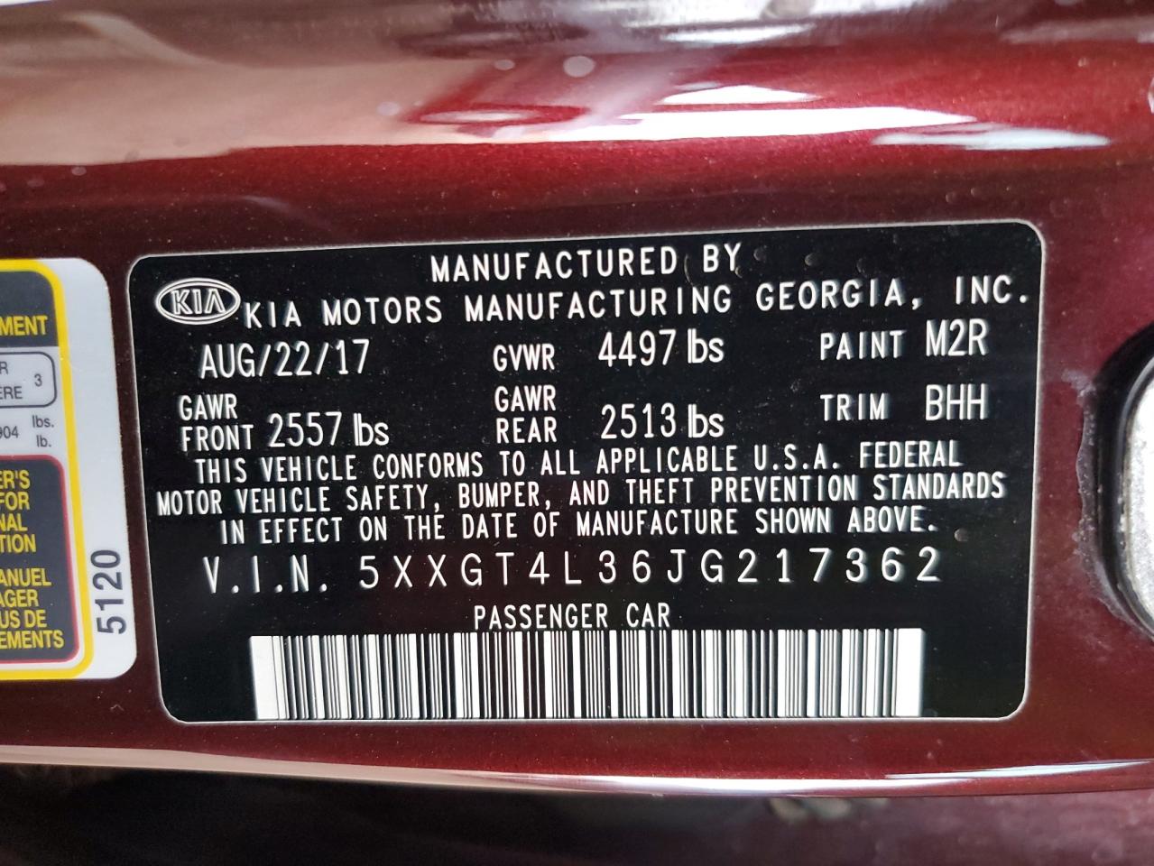 2018 Kia Optima Lx VIN: 5XXGT4L36JG217362 Lot: 82405045