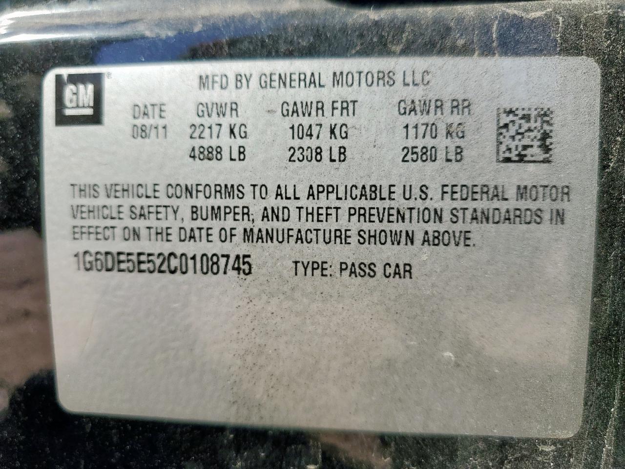 2012 Cadillac Cts VIN: 1G6DE5E52C0108745 Lot: 82375035