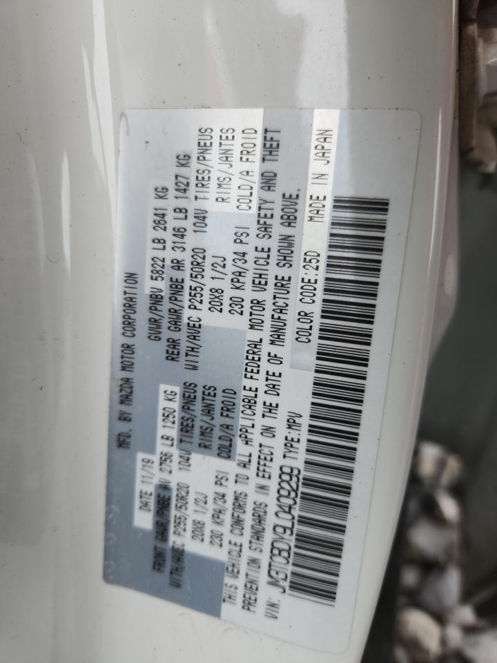 2020 Mazda Cx-9 Grand Touring VIN: JM3TCBDY9L0409299 Lot: 86218585