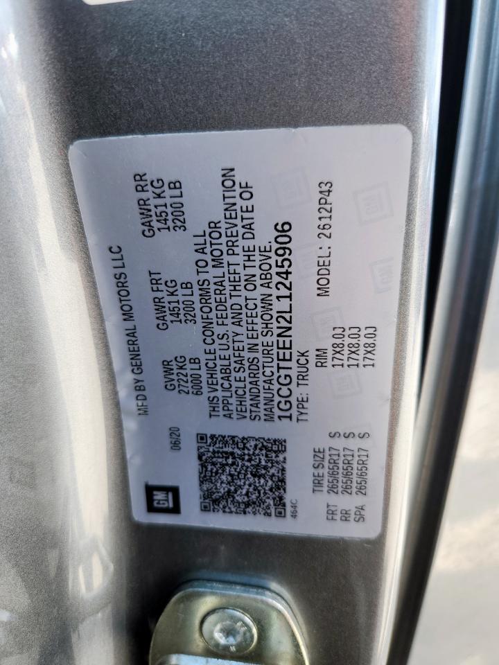 2020 Chevrolet Colorado Zr2 VIN: 1GCGTEEN2L1245906 Lot: 85357695