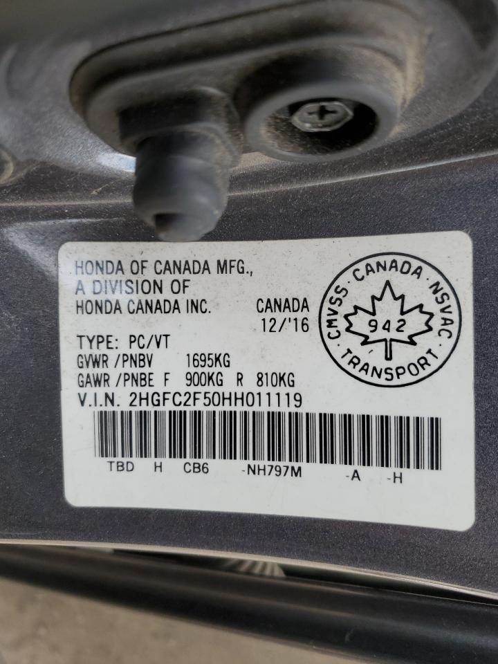 2017 Honda Civic Lx VIN: 2HGFC2F50HH011119 Lot: 85392285