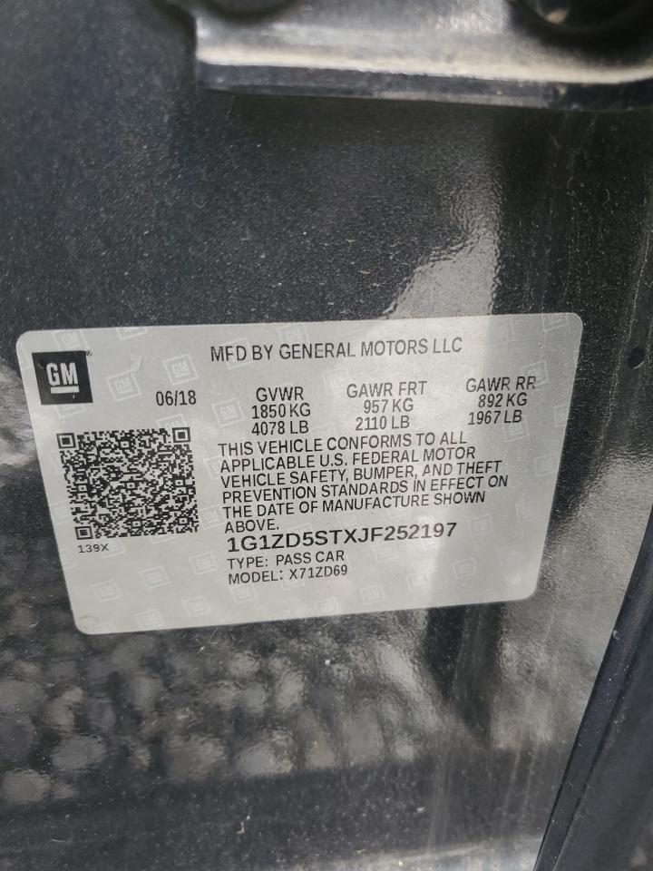 2018 Chevrolet Malibu Lt VIN: 1G1ZD5STXJF252197 Lot: 85588375