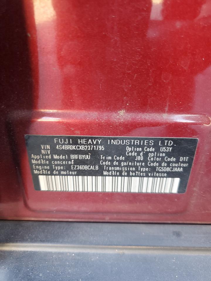 2011 Subaru Outback 3.6R Limited VIN: 4S4BRDKCXB2371795 Lot: 81961845