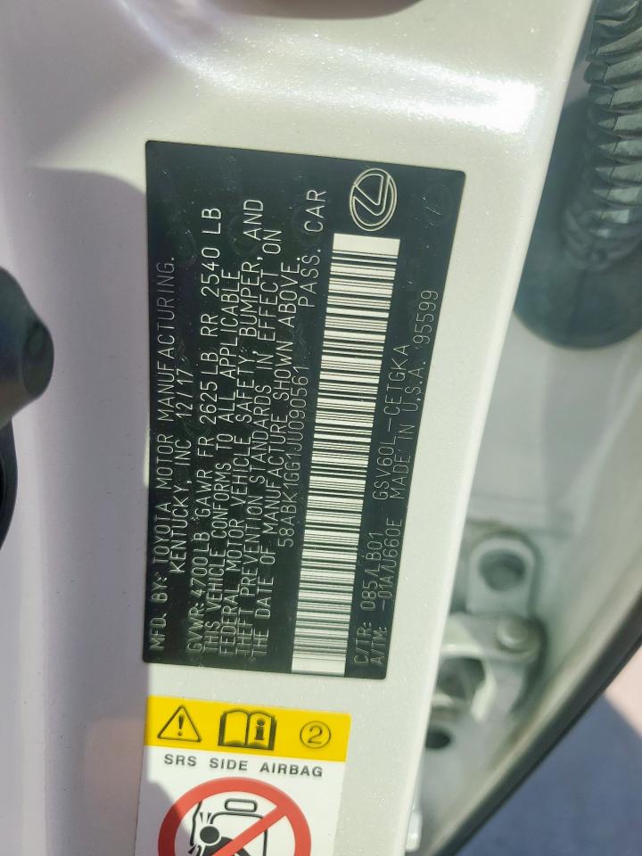 2018 Lexus Es 350 VIN: 58ABK1GG1JU090561 Lot: 85313125