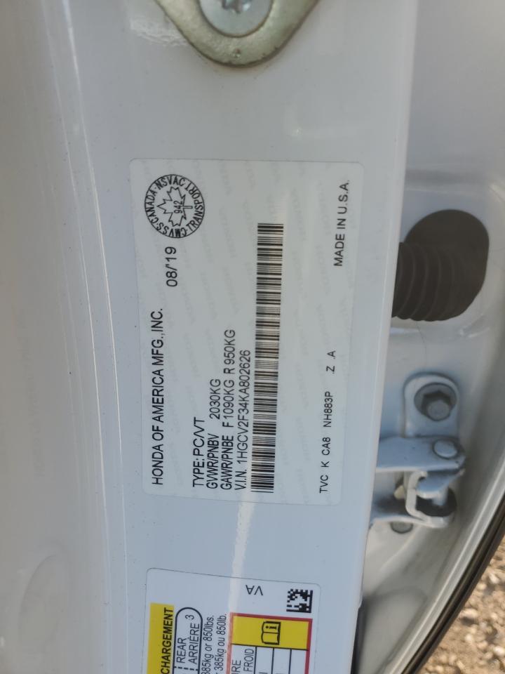 2019 Honda Accord Sport VIN: 1HGCV2F34KA802626 Lot: 83956505