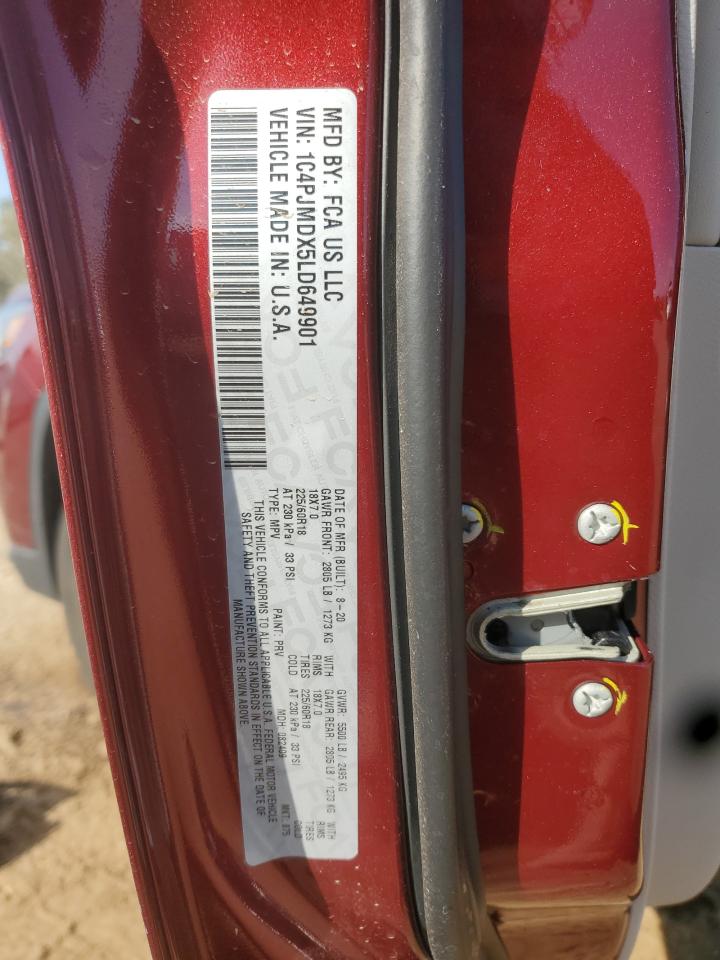 2020 Jeep Cherokee Limited VIN: 1C4PJMDX5LD649901 Lot: 85294375