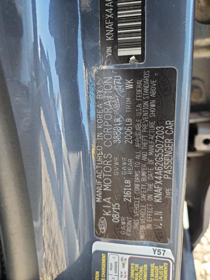 2016 Kia Forte Lx VIN: KNAFX4A62G5507203 Lot: 90130195