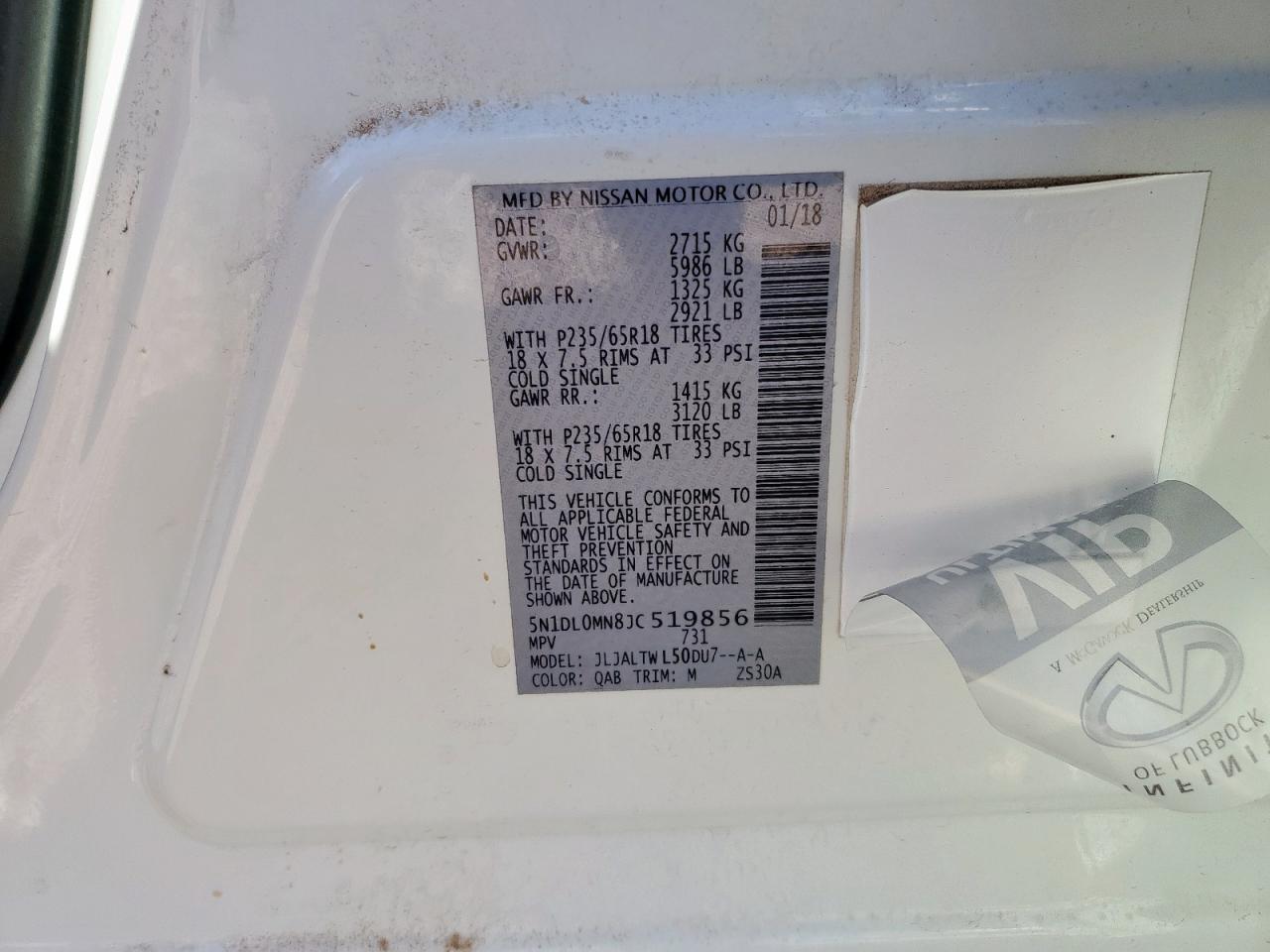 2018 Infiniti Qx60 VIN: 5N1DL0MN8JC519856 Lot: 90732615