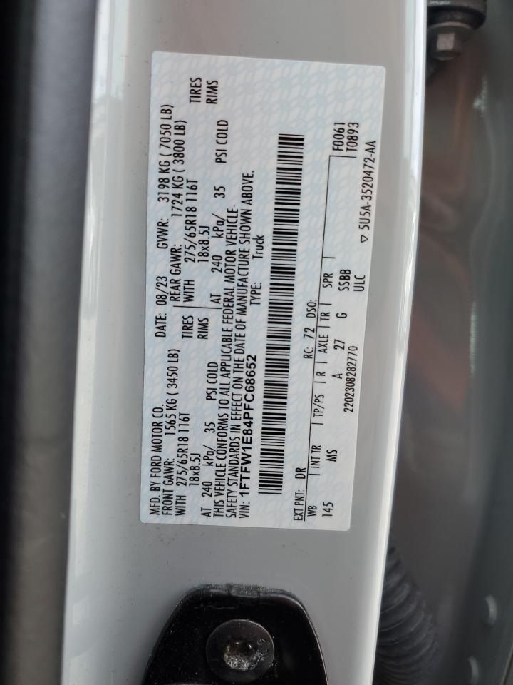 2023 Ford F150 Supercrew VIN: 1FTFW1E84PFC68652 Lot: 89694455