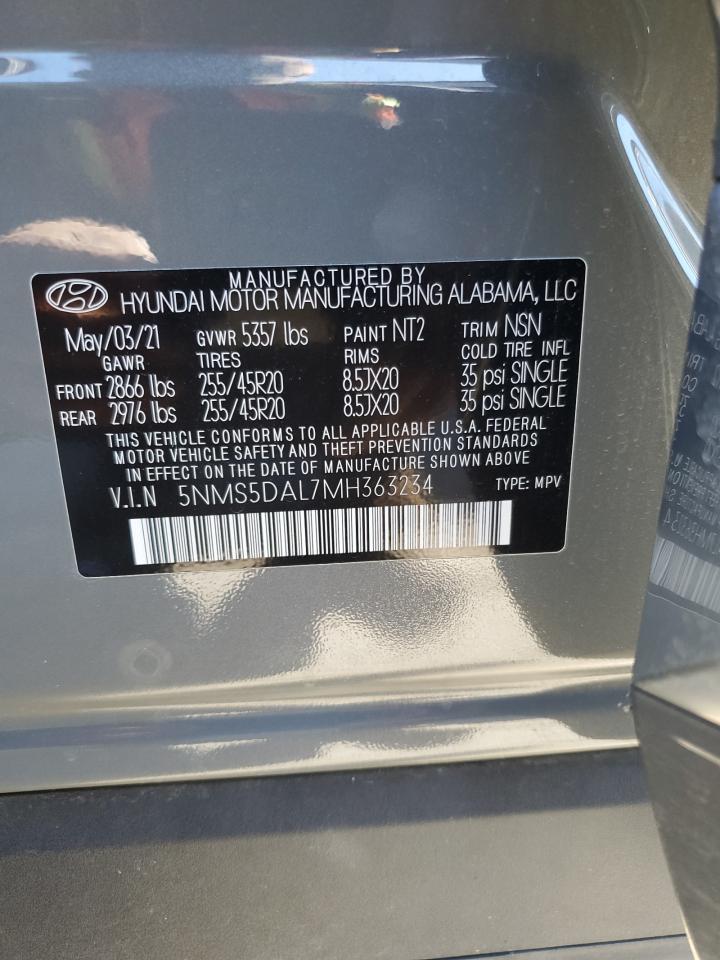 2021 Hyundai Santa Fe Calligraphy VIN: 5NMS5DAL7MH363234 Lot: 86188865