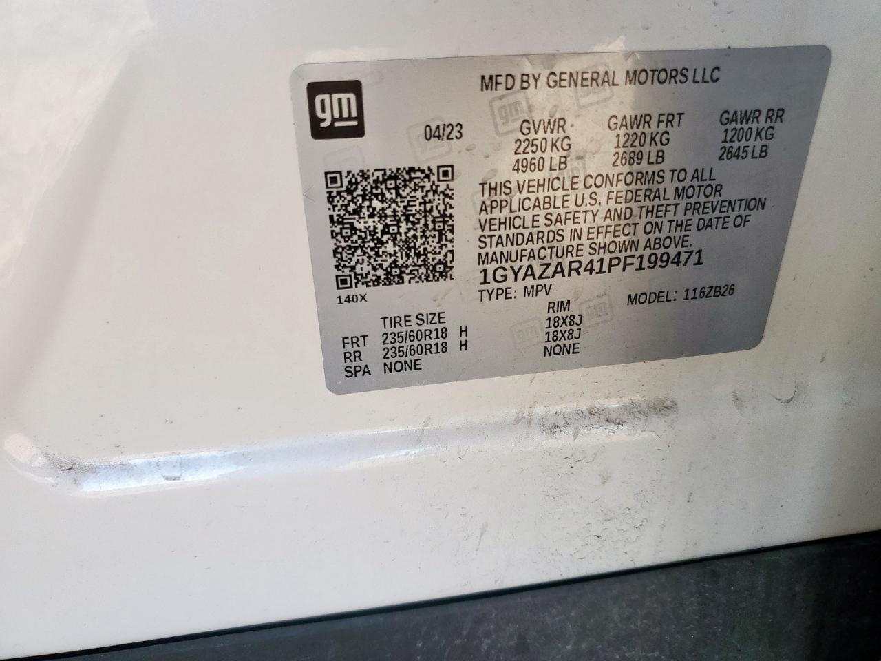 2023 Cadillac Xt4 Luxury VIN: 1GYAZAR41PF199471 Lot: 90771265