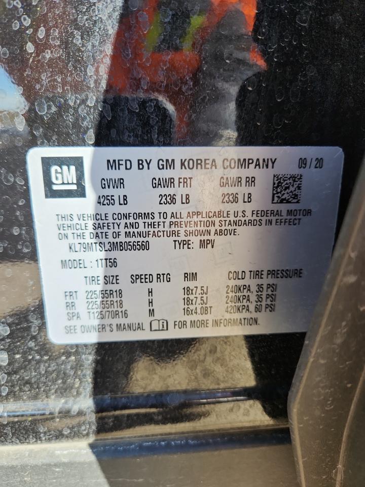 2021 Chevrolet Trailblazer Rs VIN: KL79MTSL3MB056560 Lot: 85312945