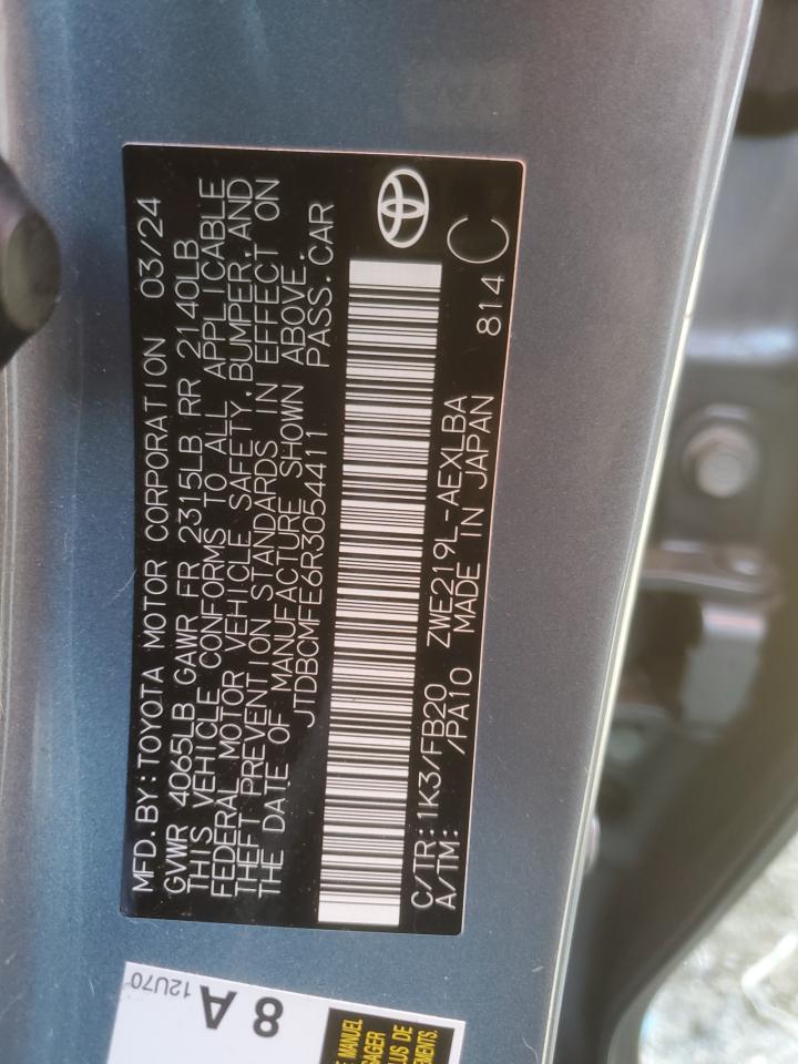 2024 Toyota Corolla Le VIN: JTDBCMFE6R3054411 Lot: 84358255