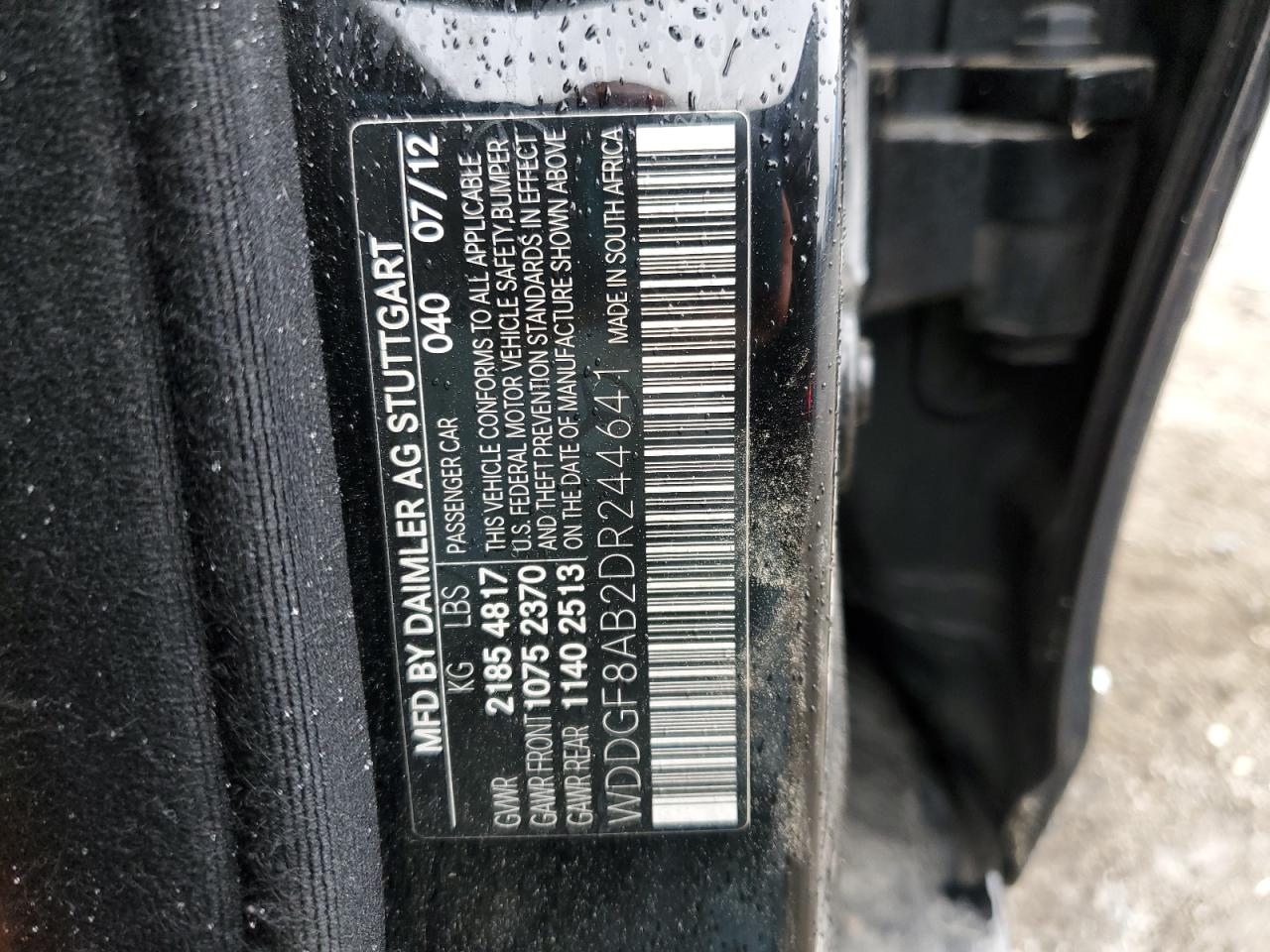 2013 Mercedes-Benz C 300 4Matic VIN: WDDGF8AB2DR244641 Lot: 86071345