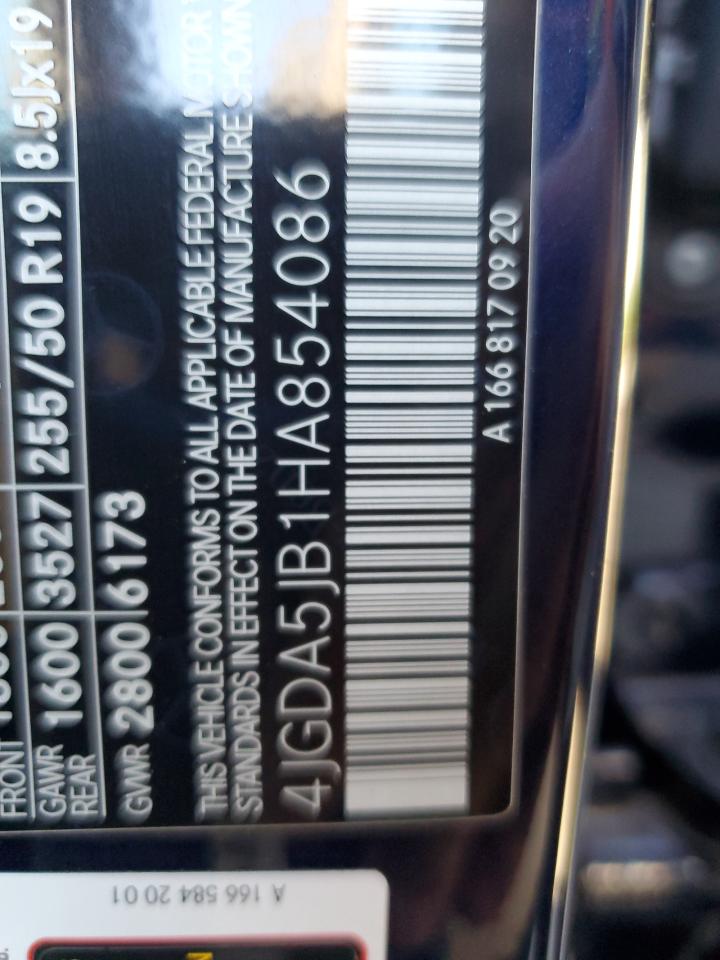 2017 Mercedes-Benz Gle 350 VIN: 4JGDA5JB1HA854086 Lot: 86598925