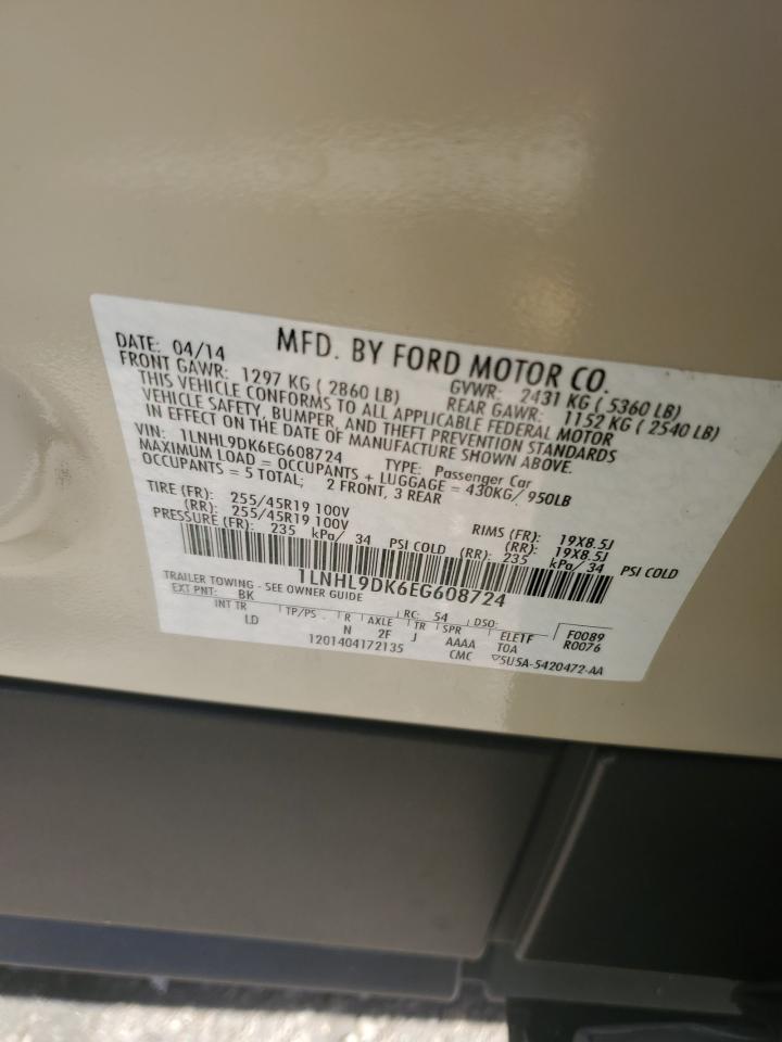 2014 Lincoln Mks VIN: 1LNHL9DK6EG608724 Lot: 84614275