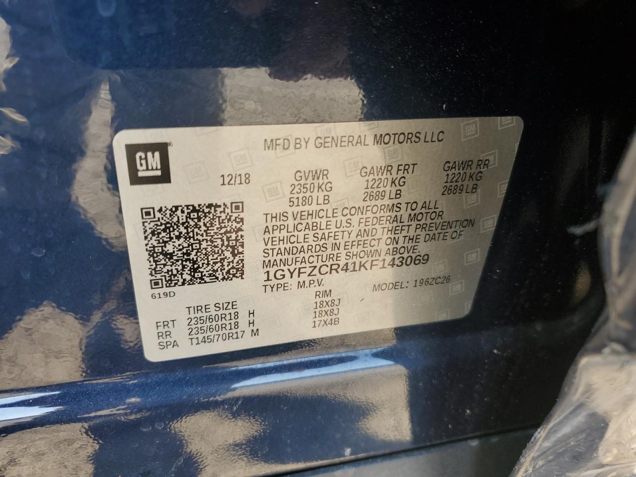 2019 Cadillac Xt4 Premium Luxury VIN: 1GYFZCR41KF143069 Lot: 84481715