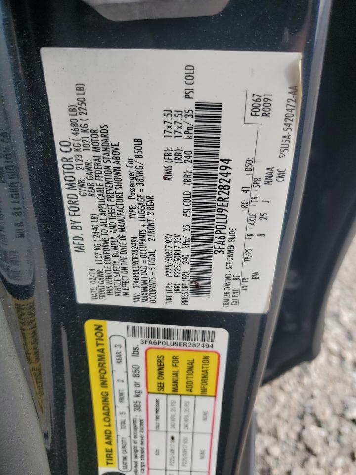 2014 Ford Fusion Se Hybrid VIN: 3FA6P0LU9ER282494 Lot: 81936645