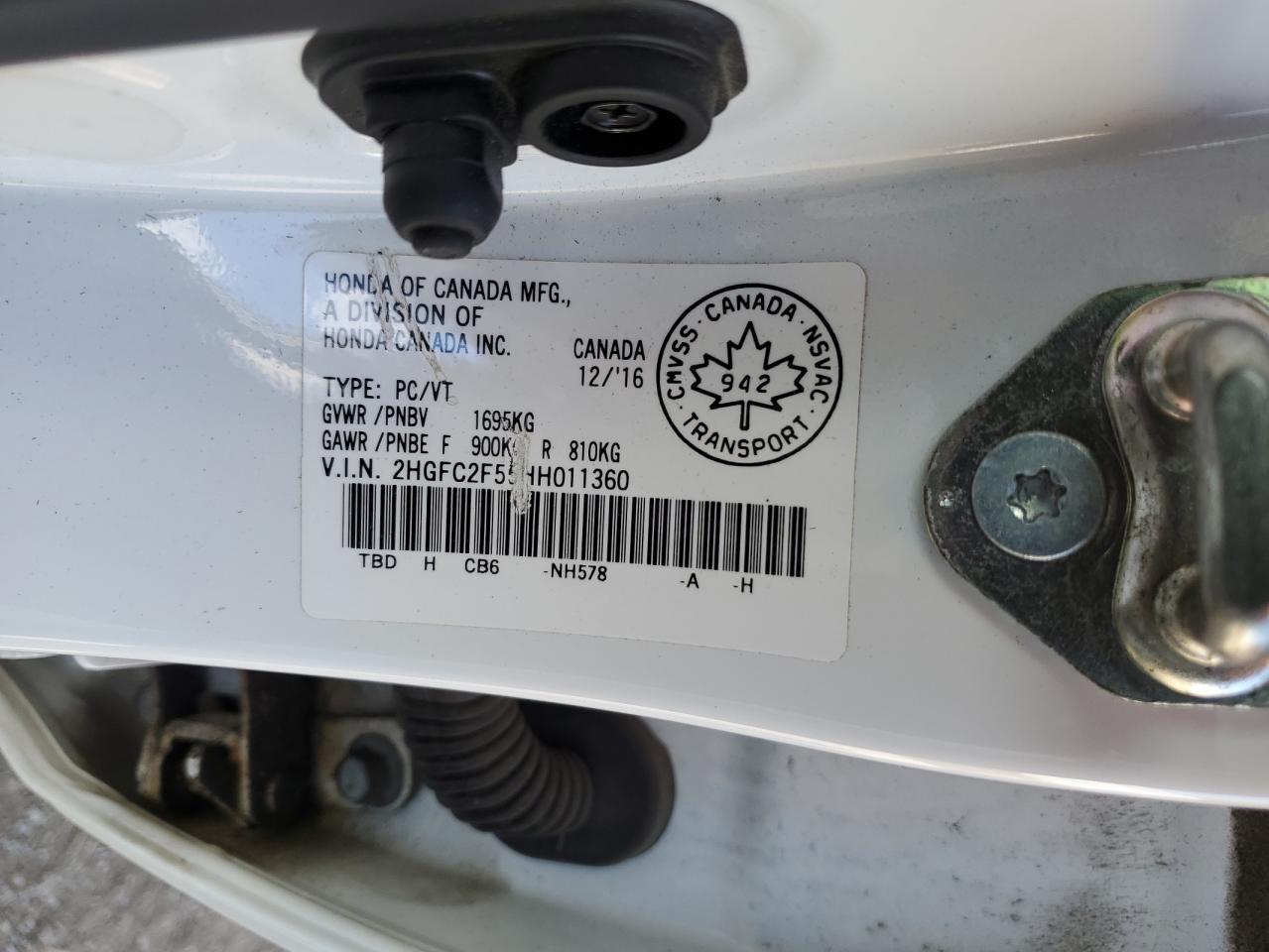 2017 Honda Civic Lx VIN: 2HGFC2F55HH011360 Lot: 85902225