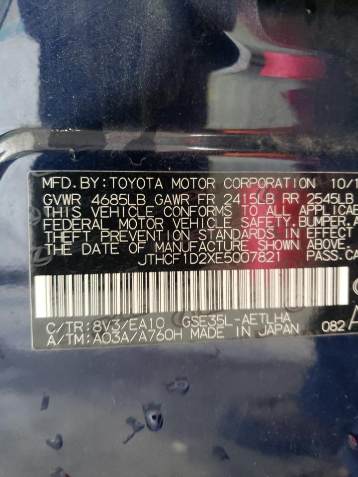 2014 Lexus Is 250 VIN: JTHCF1D2XE5007821 Lot: 85564575