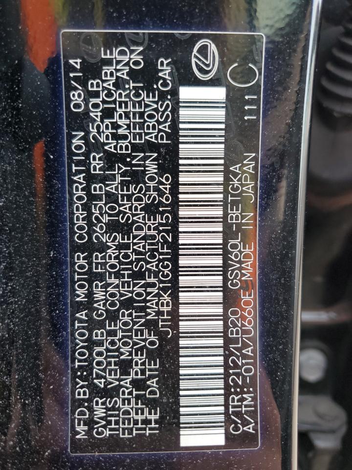 2015 Lexus Es 350 VIN: JTHBK1GG1F2151646 Lot: 87238945