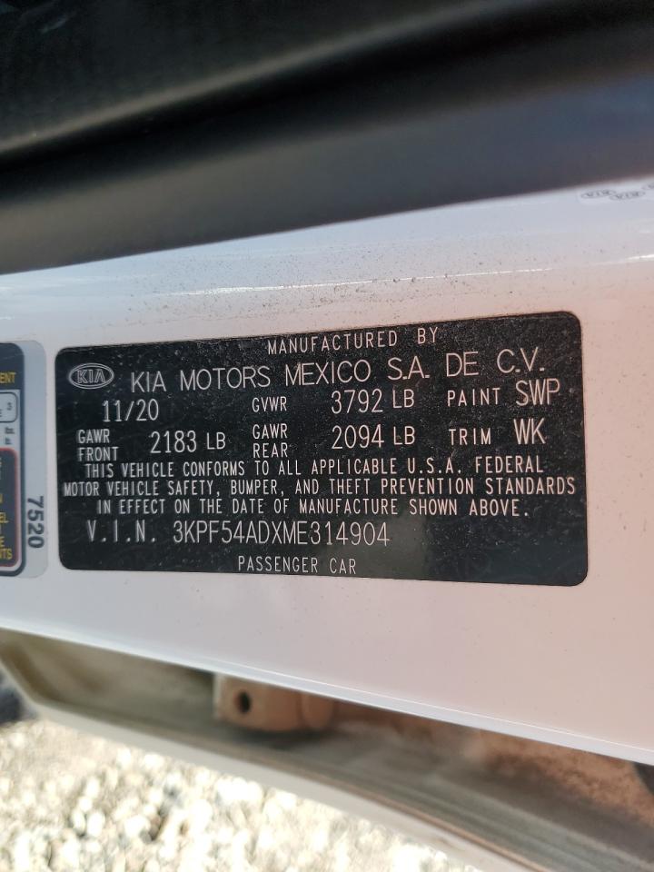 2021 Kia Forte Ex VIN: 3KPF54ADXME314904 Lot: 82499295