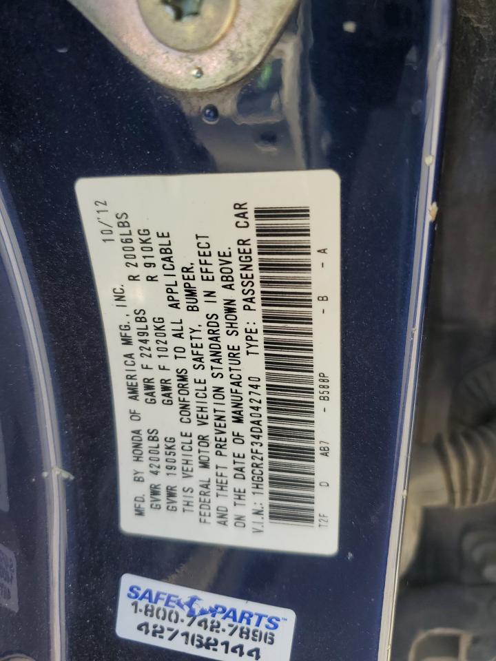 2013 Honda Accord Lx VIN: 1HGCR2F34DA042740 Lot: 86284655