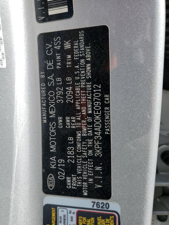 2019 Kia Forte Gt Line VIN: 3KPF34AD0KE097012 Lot: 85328565