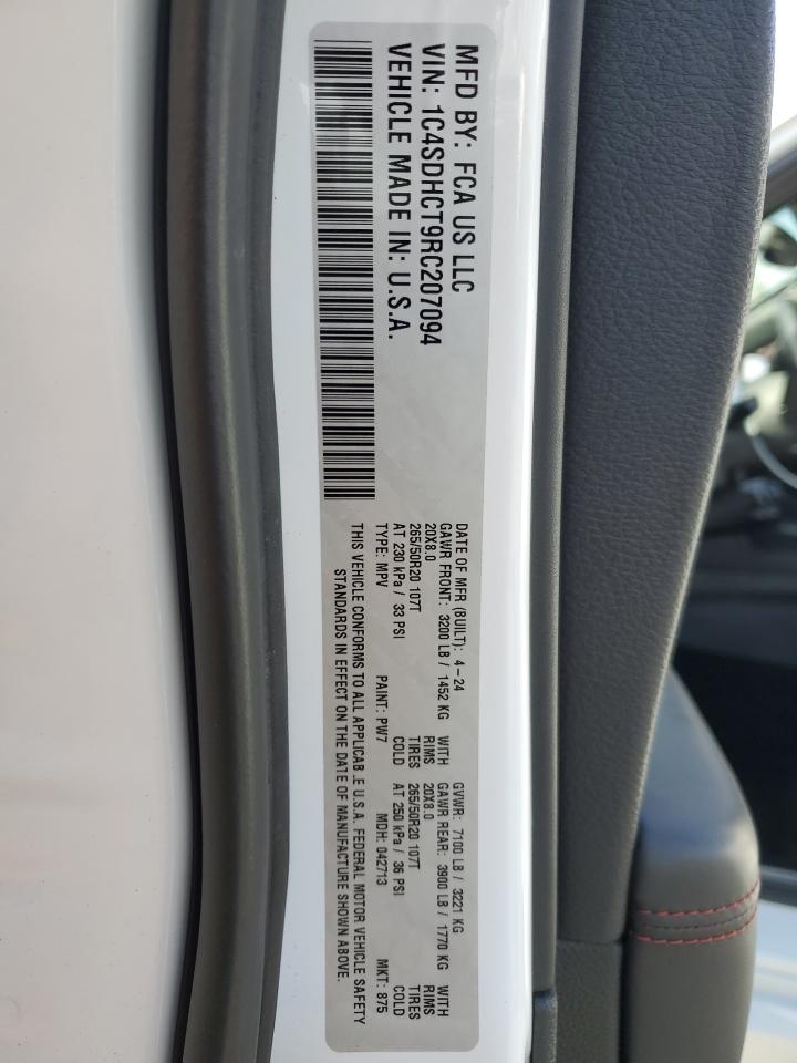 2024 Dodge Durango R/T VIN: 1C4SDHCT9RC207094 Lot: 86288015