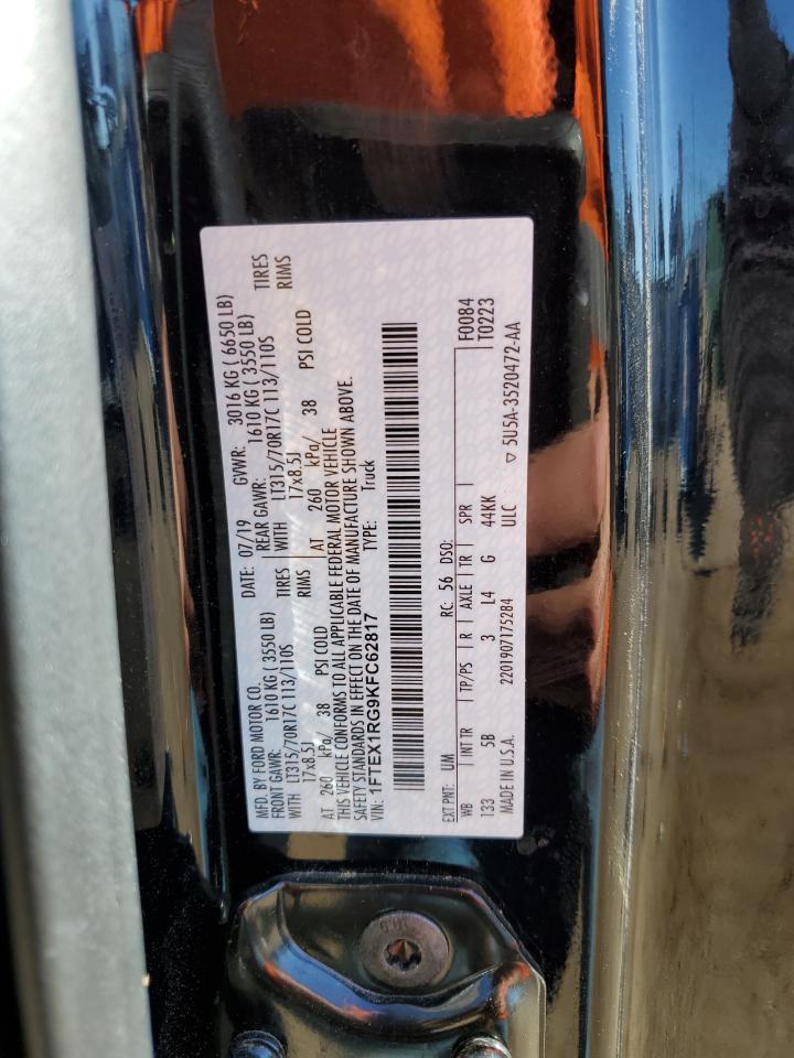 2019 Ford F150 Raptor VIN: 1FTEX1RG9KFC62817 Lot: 89850215