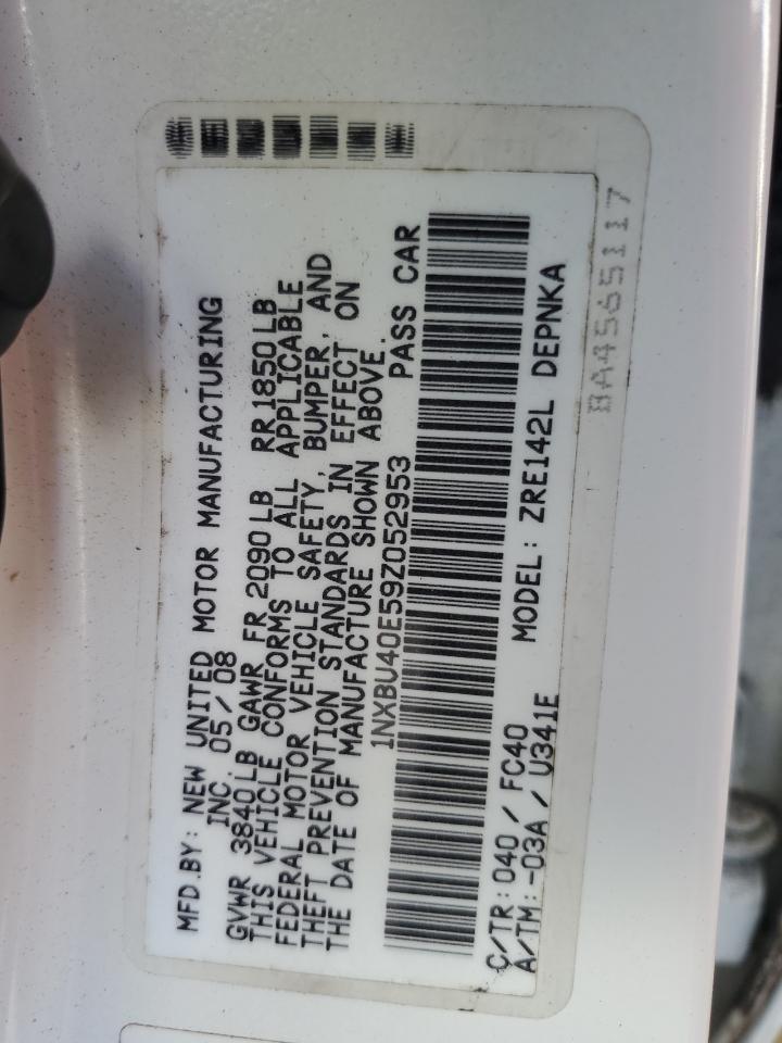 2009 Toyota Corolla Base VIN: 1NXBU40E59Z052953 Lot: 89620735