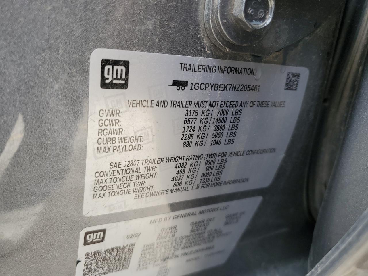 2022 Chevrolet Silverado Ltd K1500 Custom VIN: 1GCPYBEK7NZ205461 Lot: 82300135