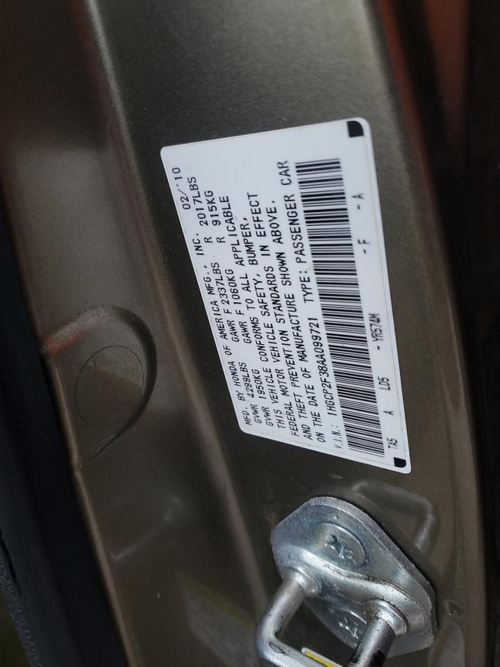 2010 Honda Accord Lx VIN: 1HGCP2F38AA099721 Lot: 85406445