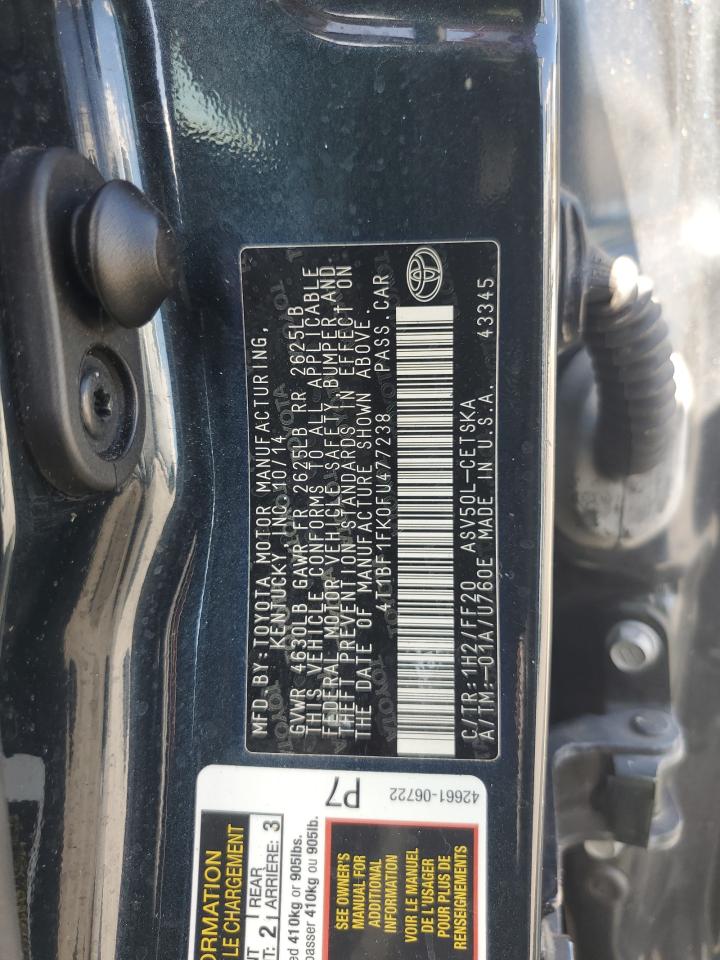 2015 Toyota Camry Le VIN: 4T1BF1FK0FU477238 Lot: 85679815